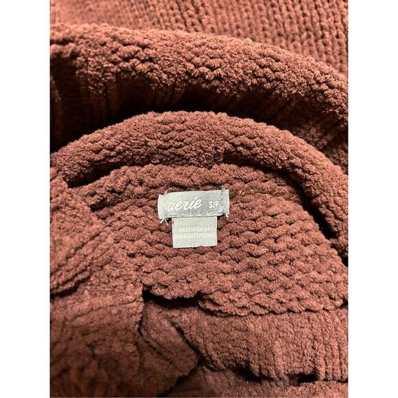 Aerie Women's Burgundy Knit Oversized Turtleneck Sweater Size S/P - Picture 5 of 7